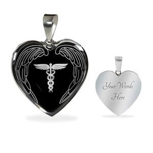 Nurses Are Angels Necklace Personalized Engraved Silver Heart Necklace Custom N
